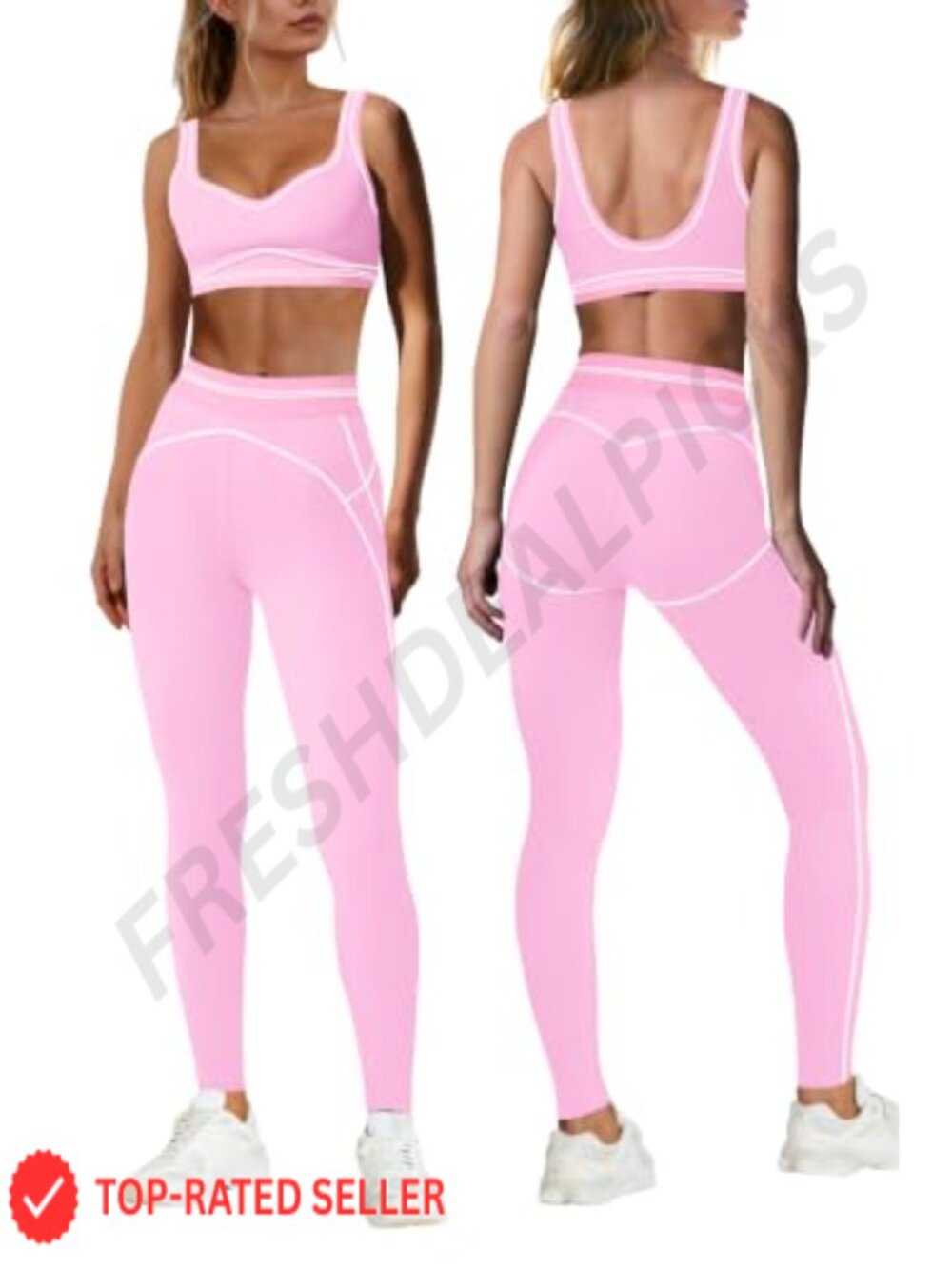 Nylon Spandex 2 Piece Workout Set Sports Bra Leggings Yoga Pilates
